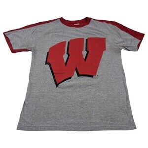 Wisconsin Badgers Big Bucky NCAA Gray Front Red‎ Back Shirt 90s Vibe